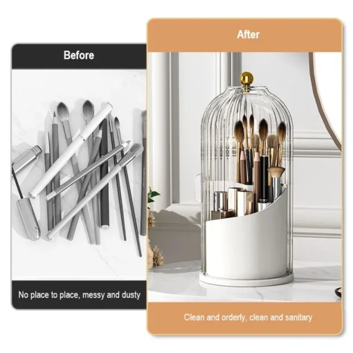 Porte-brosse 360 ° de maquillage rotatif avec couvercle – Image 6