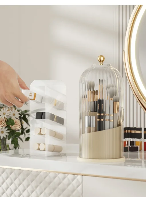 Porte-brosse 360 ° de maquillage rotatif avec couvercle – Image 9
