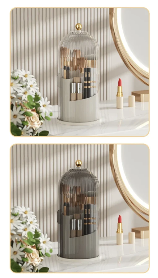 Porte-brosse 360 ° de maquillage rotatif avec couvercle – Image 8