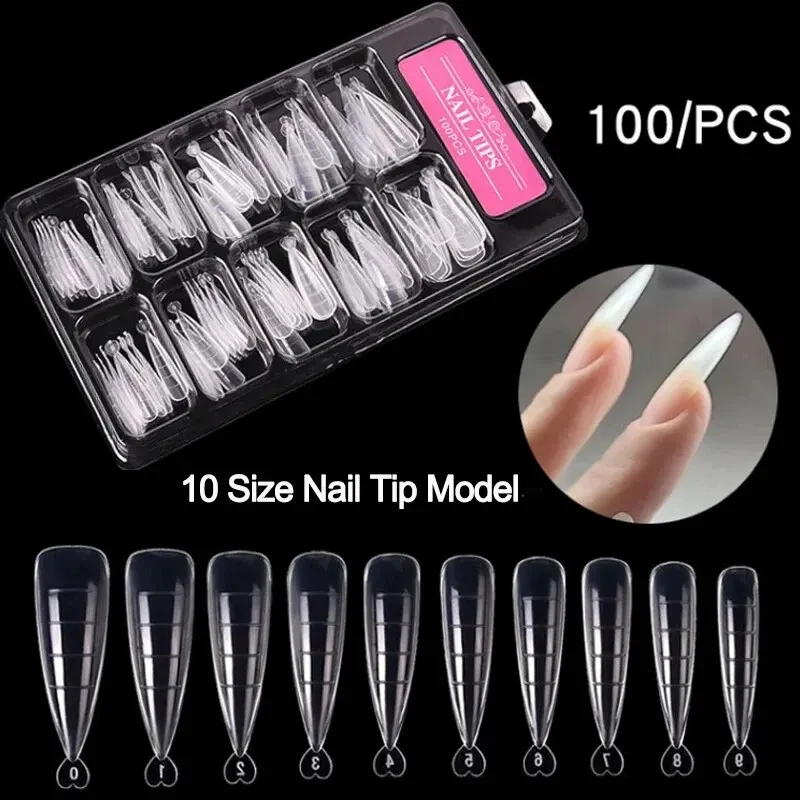 100 pièces de faux ongles en acrylique clair