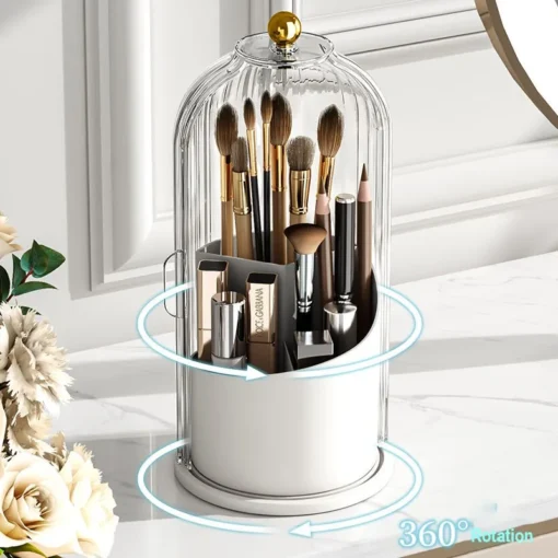 Porte-brosse 360 ° de maquillage rotatif avec couvercle – Image 3
